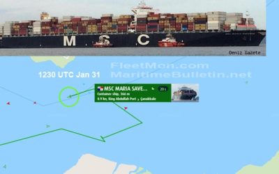 12,400 TEU MSC container ship disabled in Dardanelles, turned back